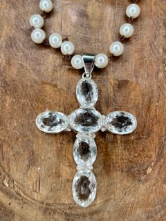 Clear Quartz Cross Pendant Necklace
