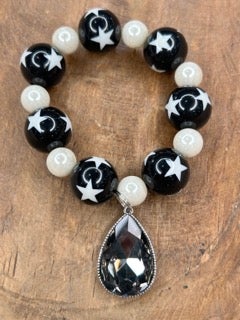 Black and White Star Stretch Bracelet