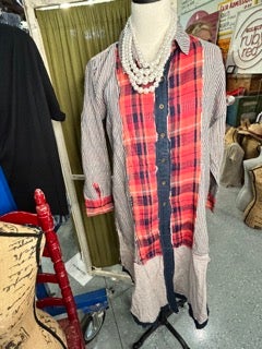 FINAL SALE Paper Lace- Long Mix Match Plaid Tunic