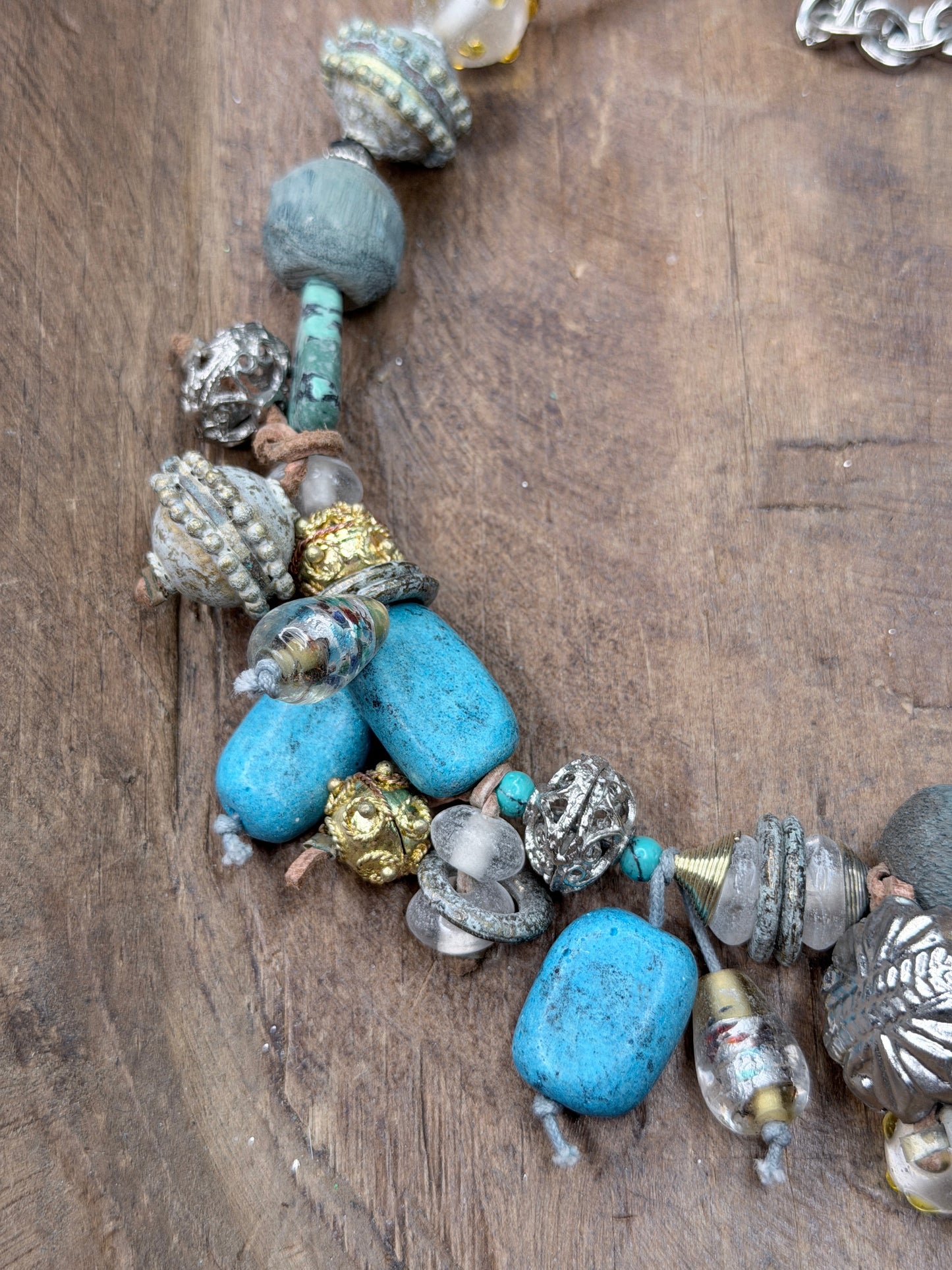 Lost & Found- Turquoise and Gold Collar Necklace