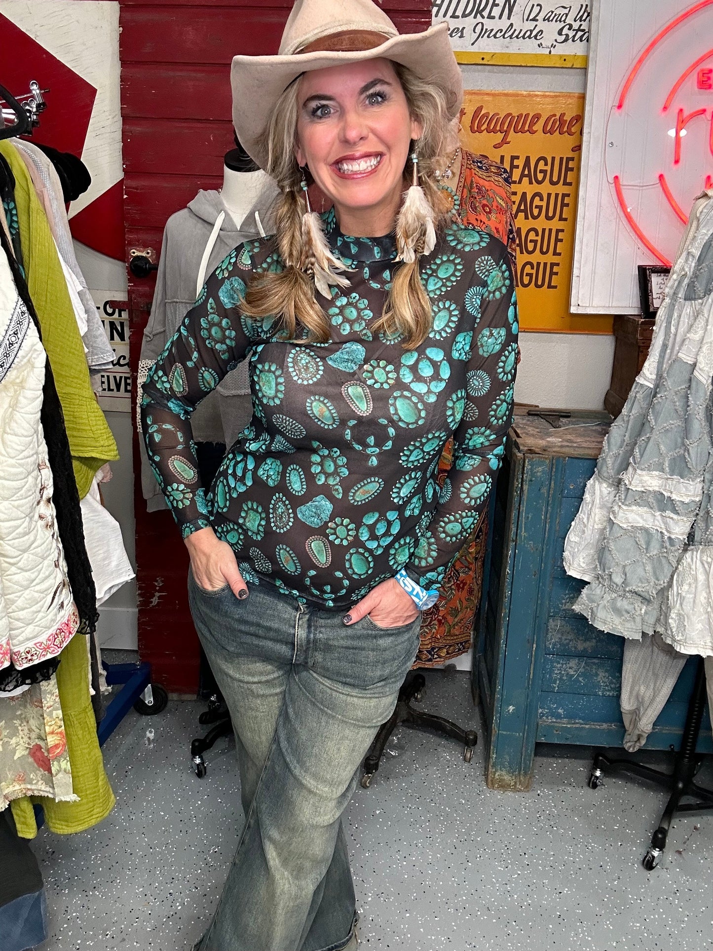 Forever in Turquoise Top (Black and Turquoise)
