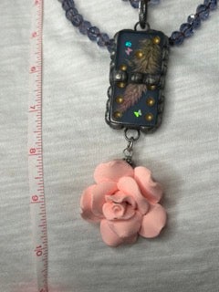 Art By Amy- Crystals and Domino Necklace