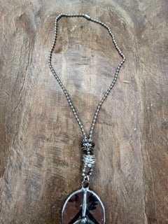 Art By Amy- Soldered Rhinestone Peace Sign Necklace
