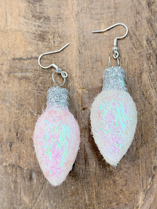 Flocked Christmas Light Earrings