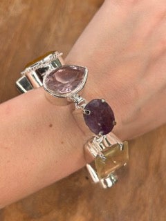 German Silver Semi Precious Stone Tray Bracelet B