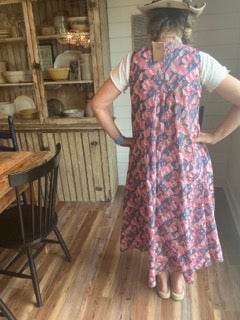 FINAL SALE!! Wave Print Sleeveless Dress (Pink)