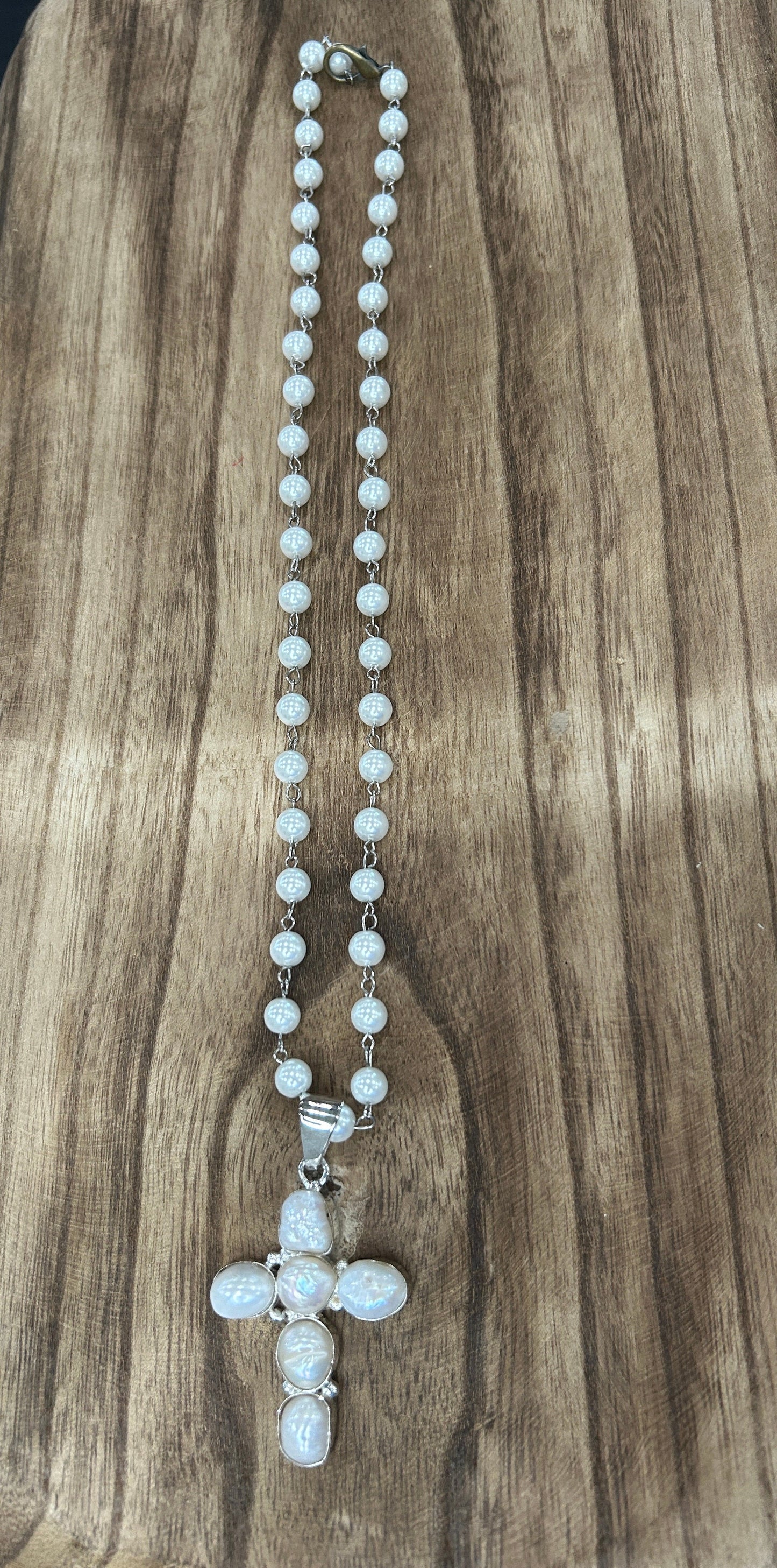 Pearly Cross Necklace