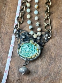 Art by Amy- Soldered Porcelain Pumpkin Necklace