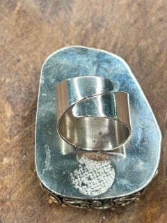 German Silver Unique Blue Turquoise Ring