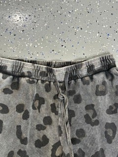 FINAL SALE EASEL -Leopard Print Joggers (Grey)