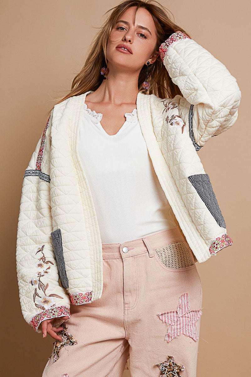 POL - Long Sleeve Quilted Jacket (Cream)