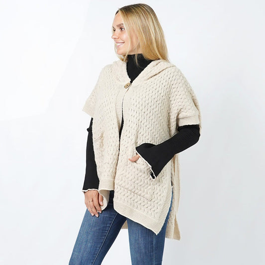 Textured Soft Hoodie Short Sleeve sweater