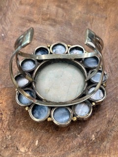 German Silver Howlite and Blue Pearl Cuff