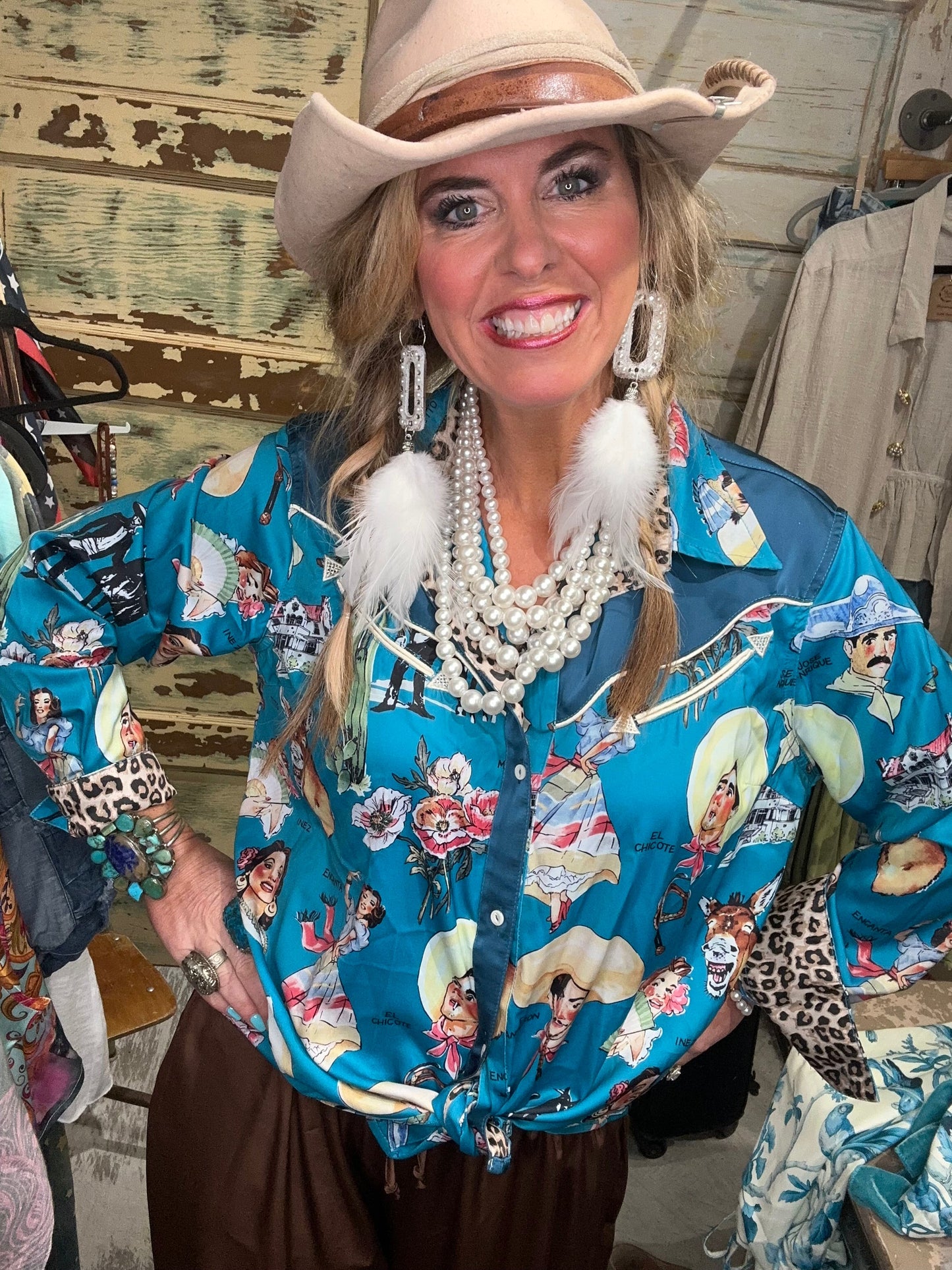 A Rare Bird- El Chicote Satin Western Shirt