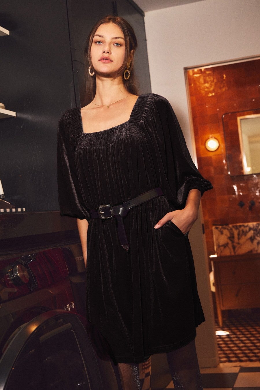 SALE Oddi- Velvet Mini Dress (Black) *Final Sale*