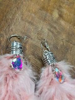 Art by Amy- Rhinestone Feather Earrings (Pink)