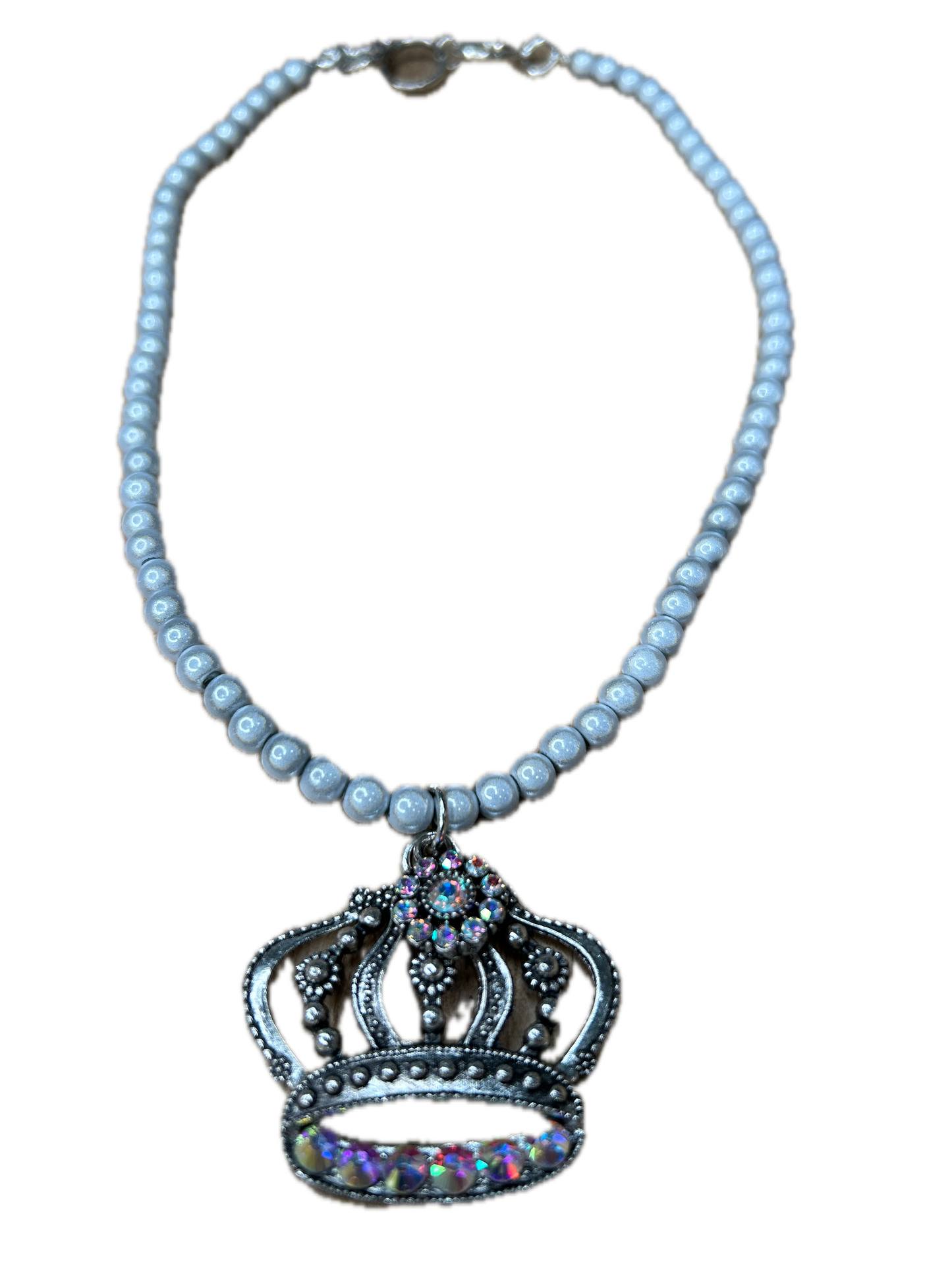 Sandra Ling Designs- Silver Rhinestone Crown Necklace