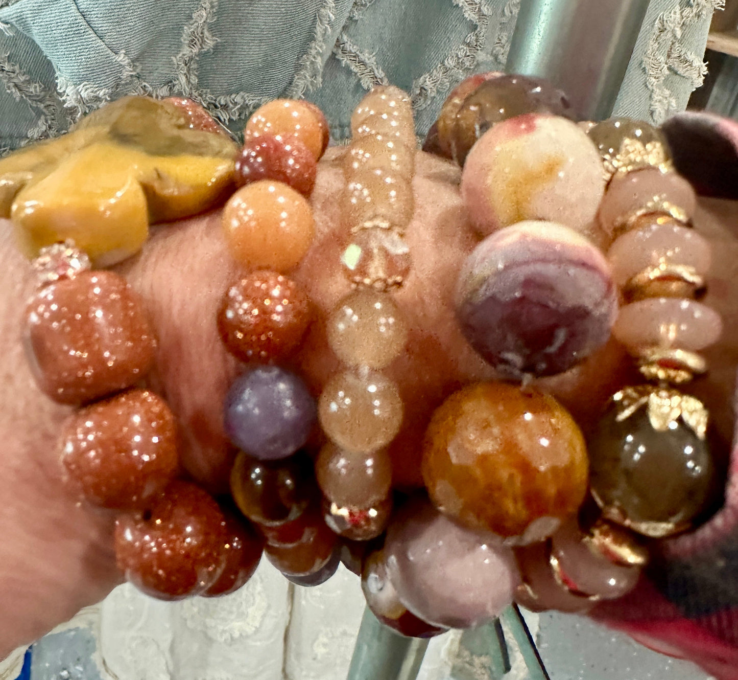 Goldstone Four Leaf Clover Bracelet Set A