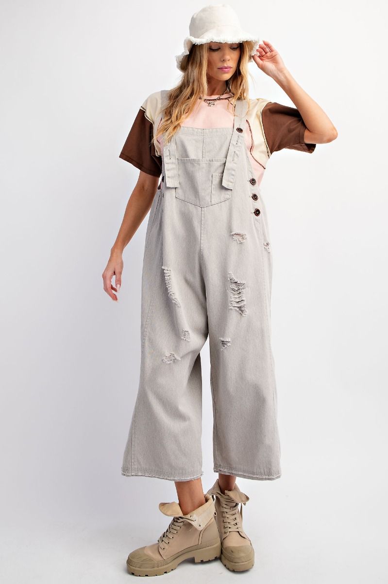 Easel- Washed Twill Overalls (Stone)