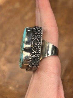 German Silver Turquoise Elephant Ring B