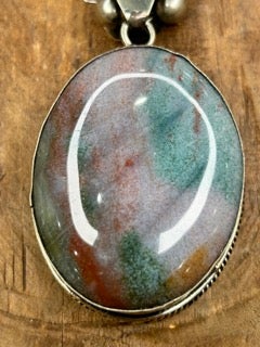 German Silver Multi-Colored Stone Necklace