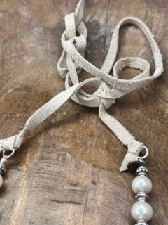 SALE! Rare Bird- Oval Blue Quartz Crystal Bead and Pearl Necklace