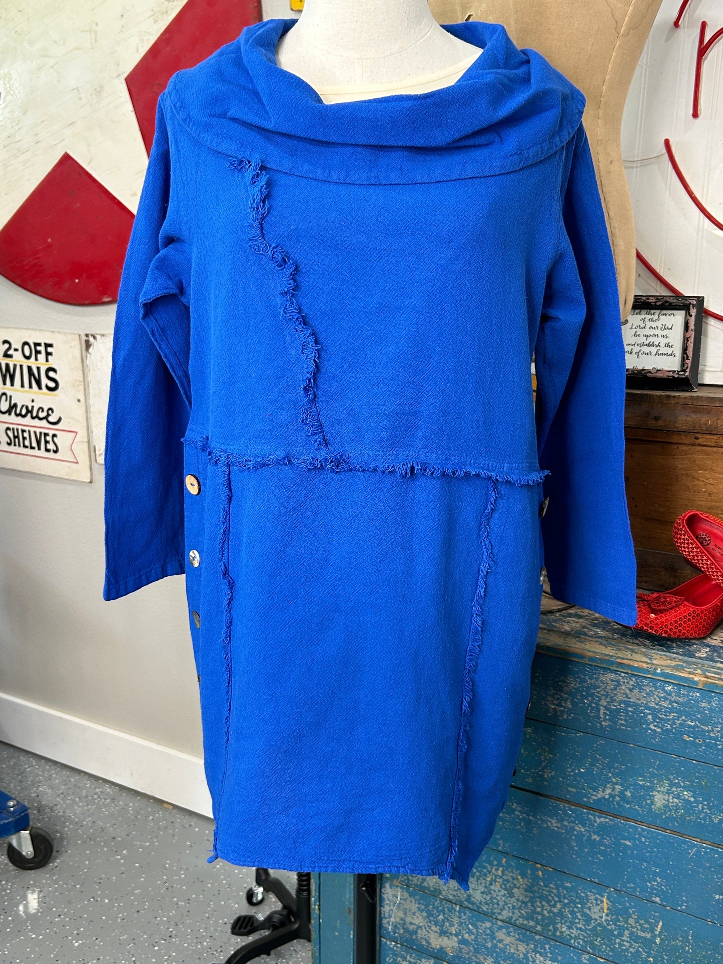 Side Button Top with Fringe Detailing (Royal Blue)