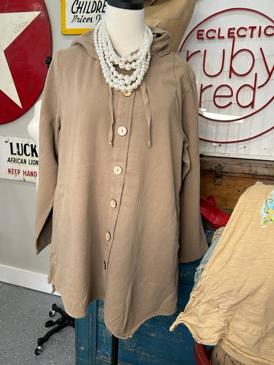 Button Up Hoodie (Walnut)