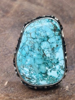 German Silver Unique Blue Turquoise Ring
