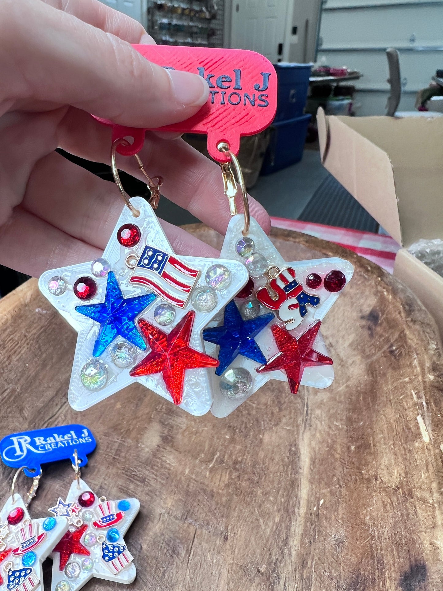 Rakel J Creations- Patriotic Star Earrings