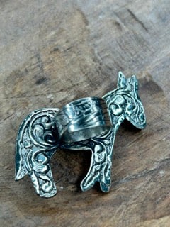 Tibetan Silver and Turquoise Donkey Ring