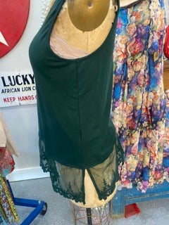 Origami- Lace Tank (Dark Green)