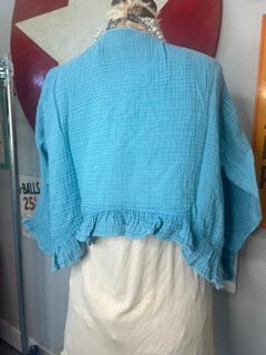 Final sale! Paper Lace- Mineral Wash Cropped Overlay (Blue)