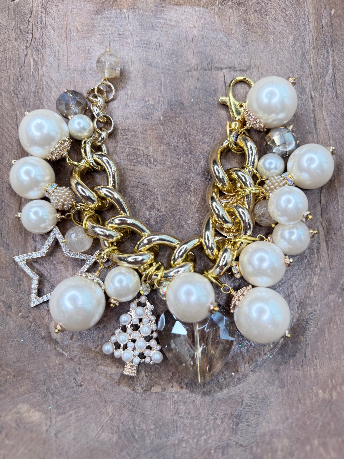 Sandra Ling Designs- Chunky Golden Pearl Bracelet