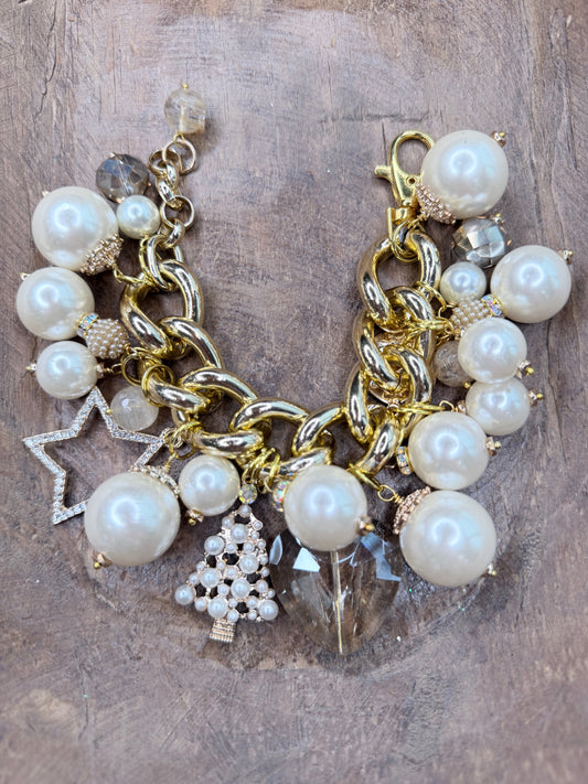 Sandra Ling Designs- Chunky Golden Pearl Bracelet