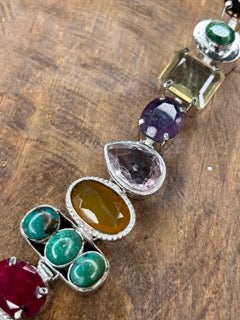 German Silver Semi Precious Stone Tray Bracelet B