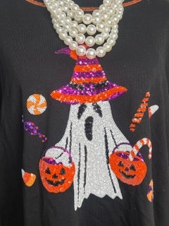 Long Sleeve French Terry Halloween Ghost Shirt