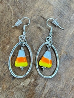 Art by Amy- Candy Corn Hoop Earrings