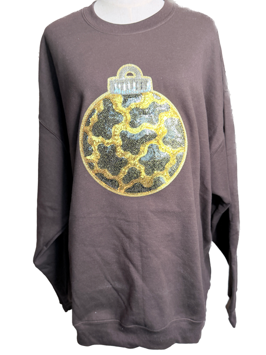 PREORDER Sequin Cheetah Ornament Brown Sweatshirt *Final Sale*