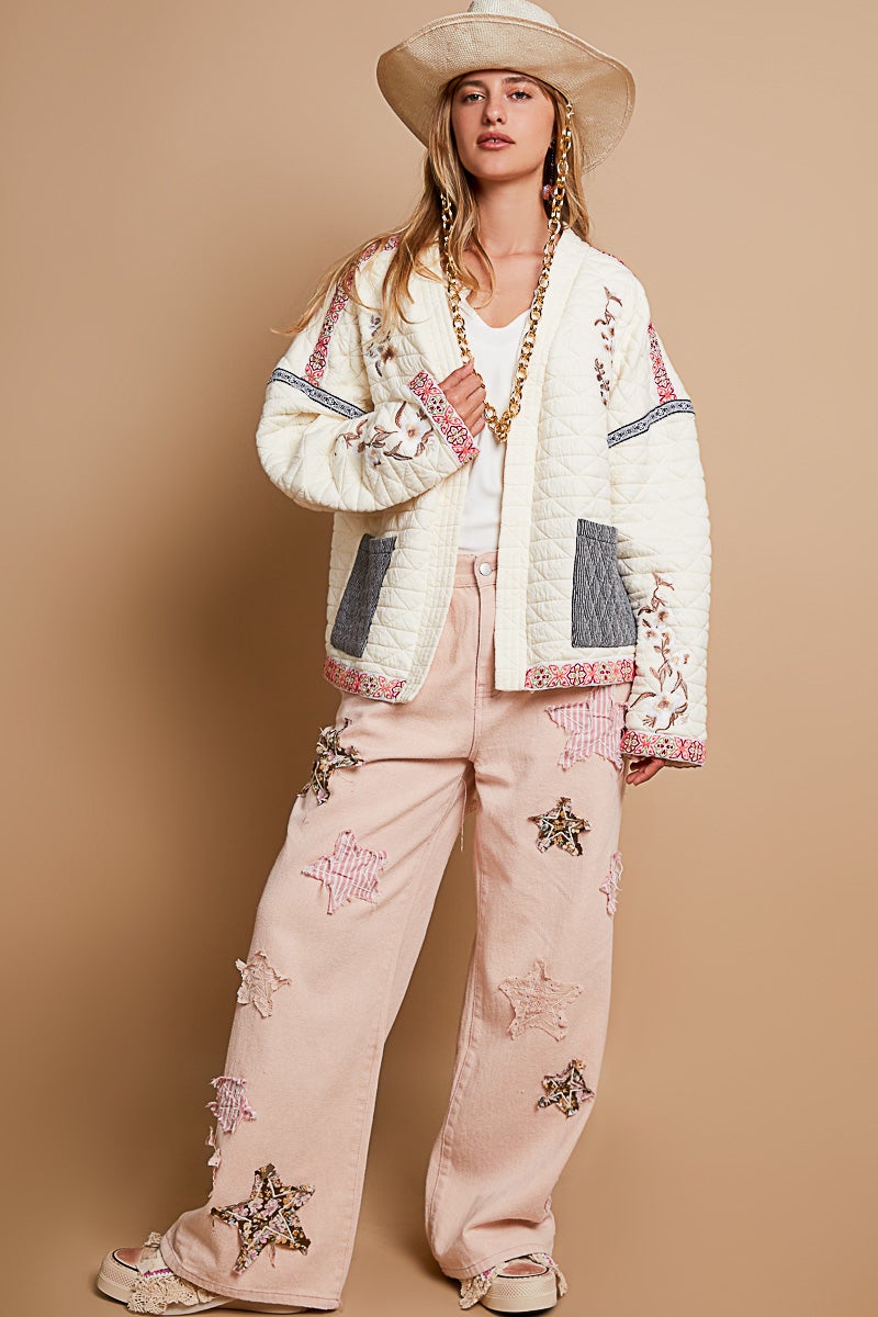 POL - Long Sleeve Quilted Jacket (Cream)