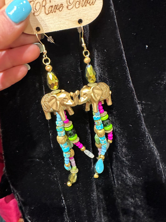 SALE!   A Rare Bird- Gold Elephant Earrings