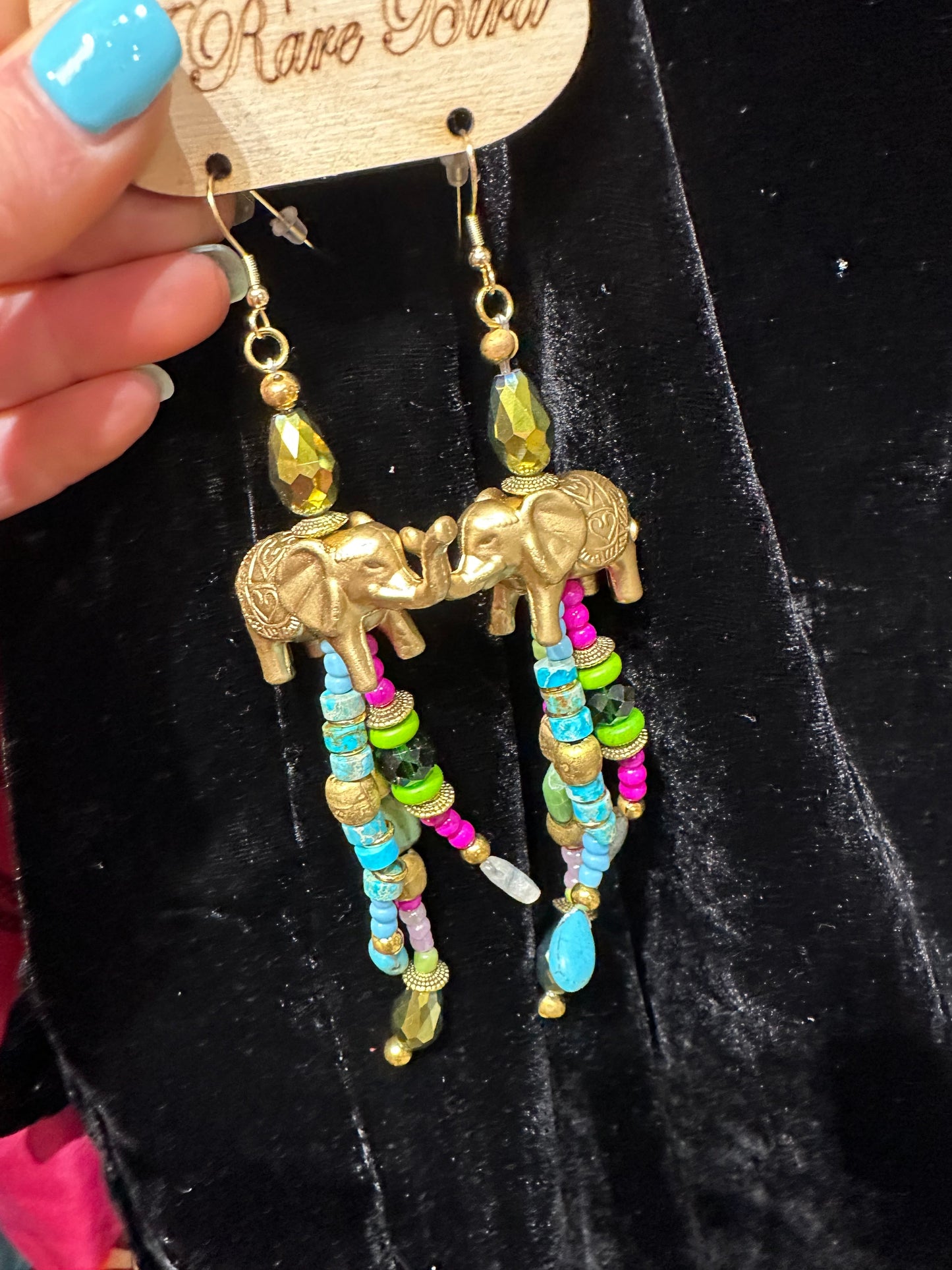 SALE!   A Rare Bird- Gold Elephant Earrings