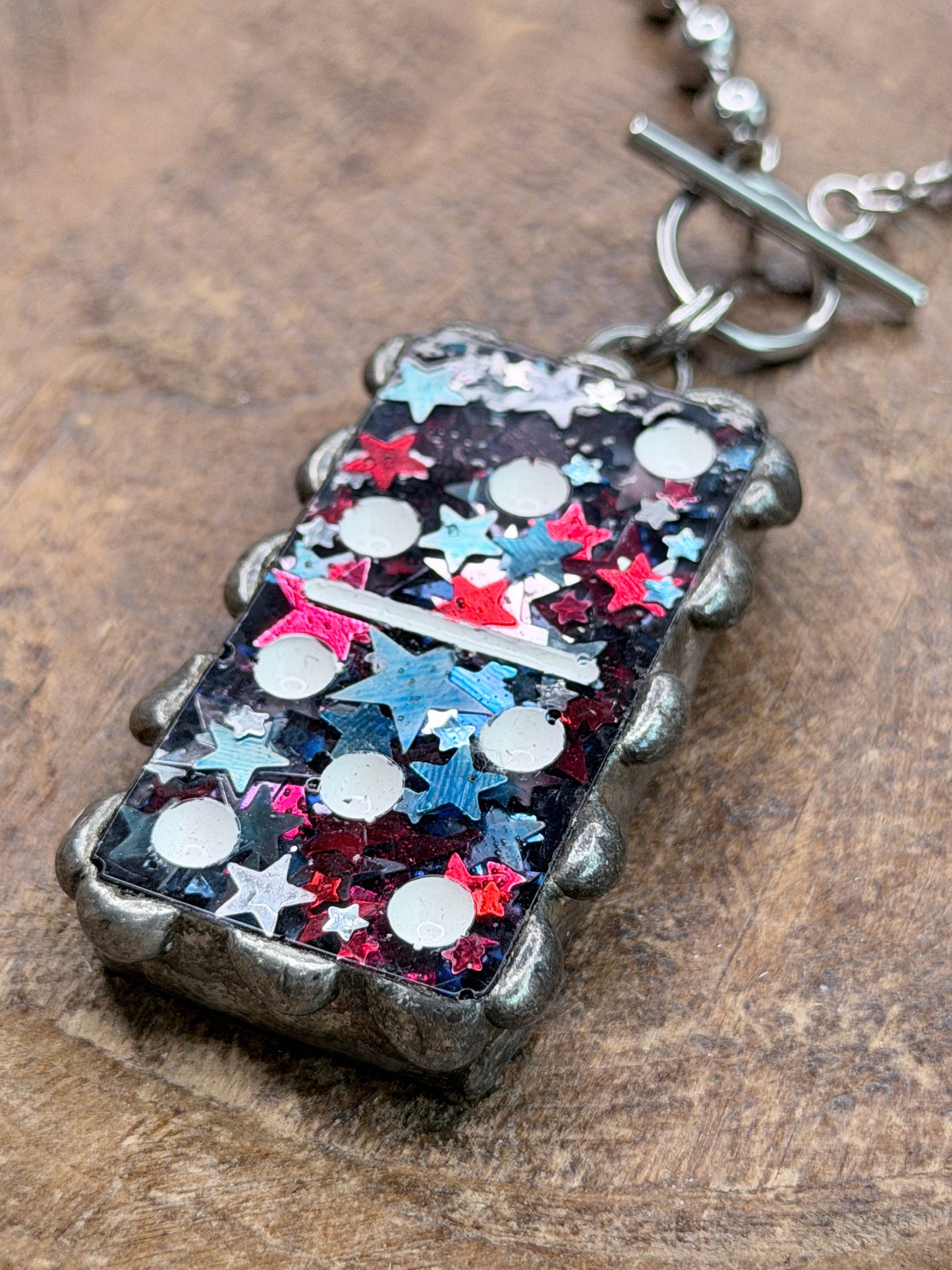 Soldered Red, White, and Blue Domino Necklace