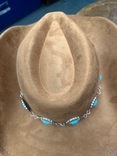 Brown Cowgirl Hat with Turquoise Band
