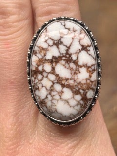 German Silver Oval Wild Horse Jasper Ring