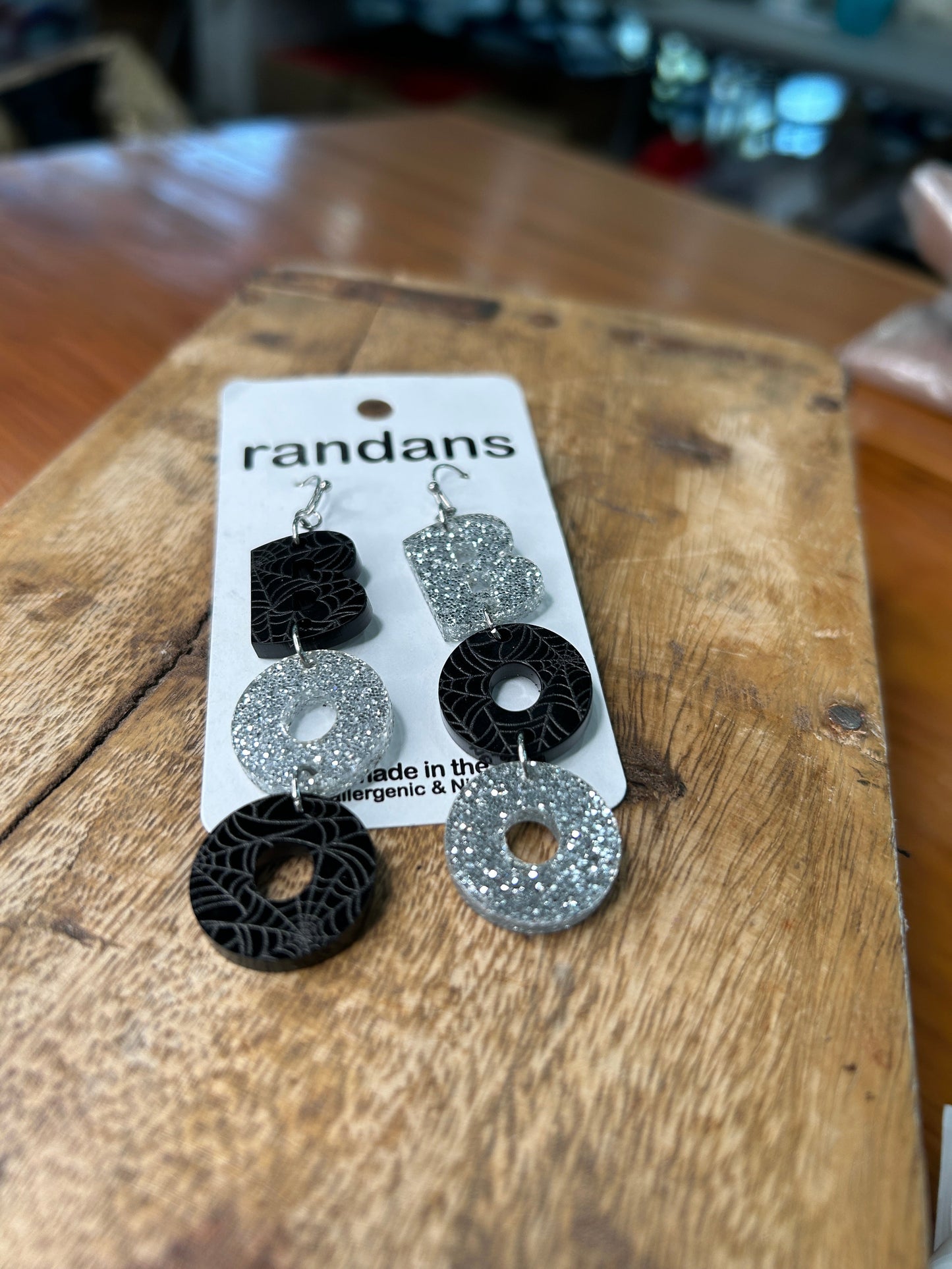 Acrylic Glitter Boo Earrings
