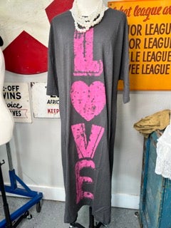 Paper Lace- Long Love Print Dress (Grey)