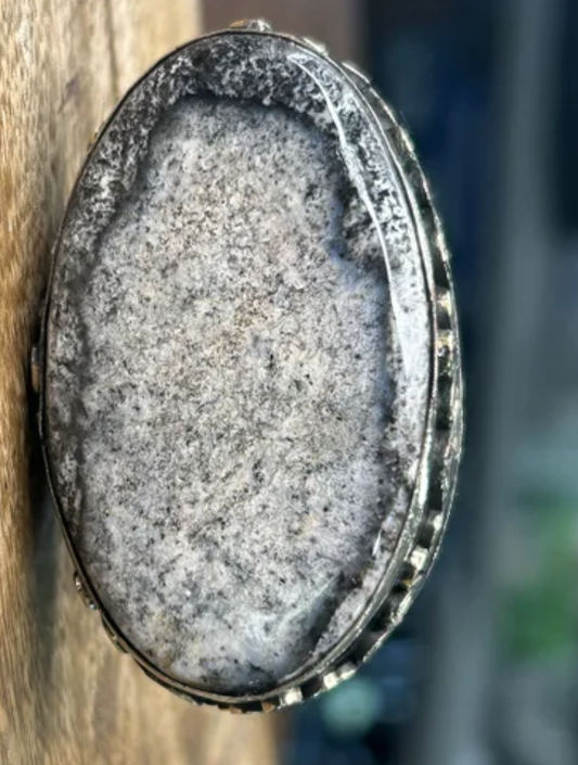 German Silver Oval Dendritic Ring