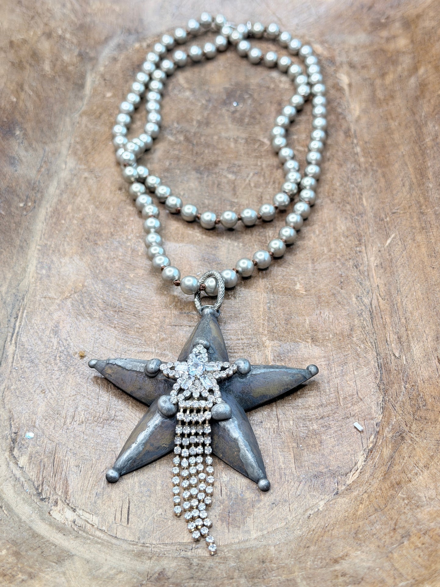 Art by Amy- Silver Rhinestone Star Necklace