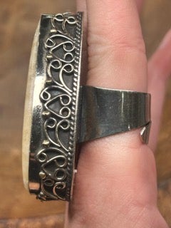 German Silver Banded Calcite Ring